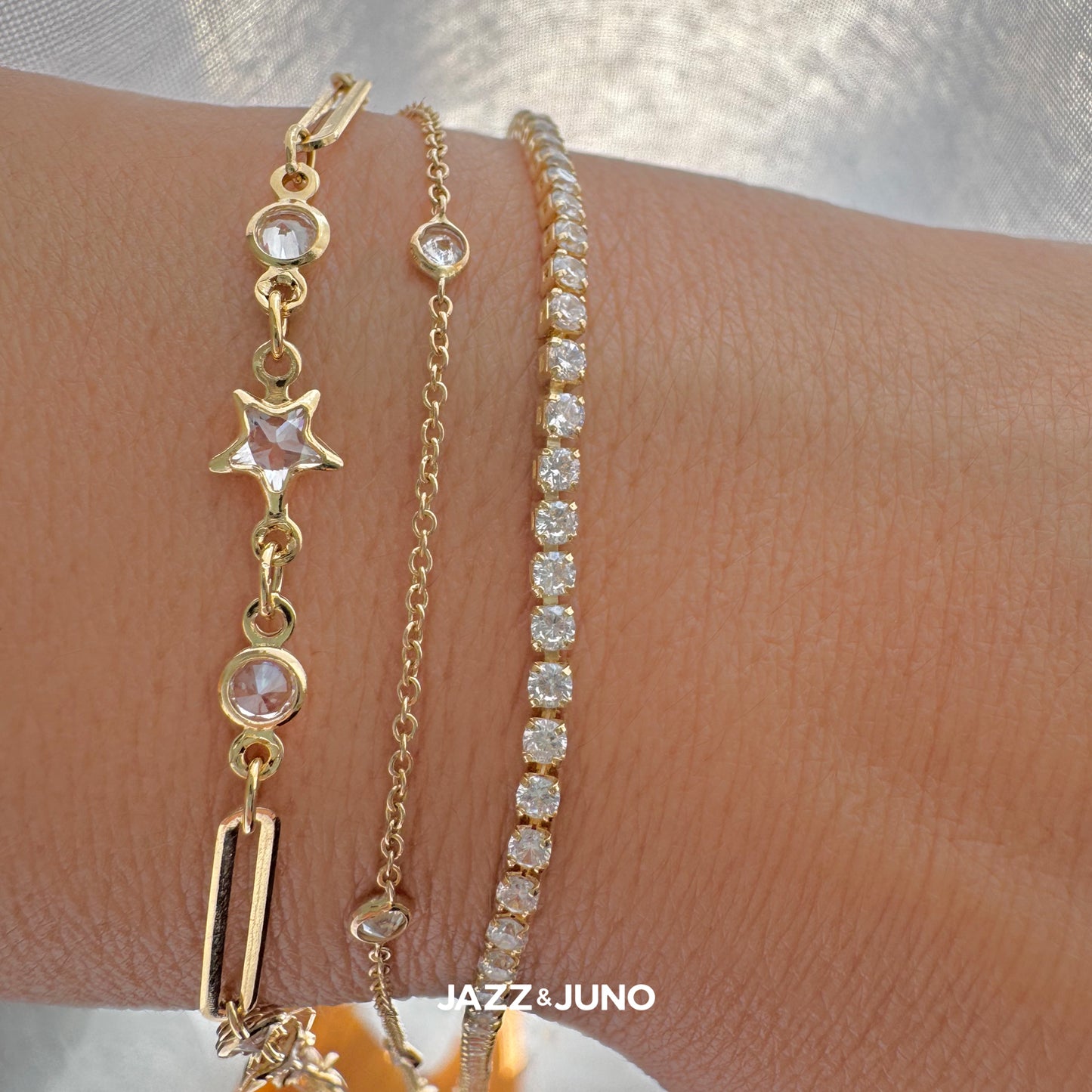 18K gold-filled Tennis Bracelet by Jazz&Juno