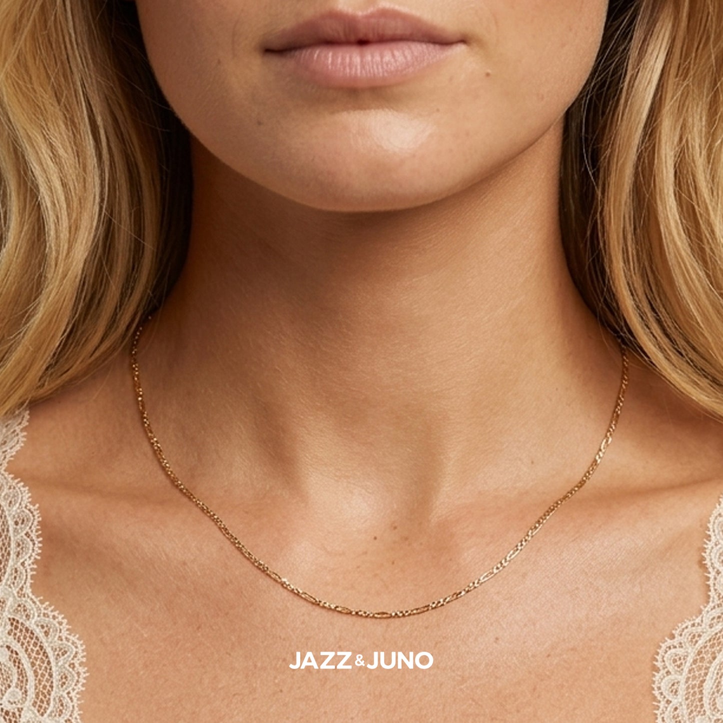 9K Solid Gold Figaro Necklace