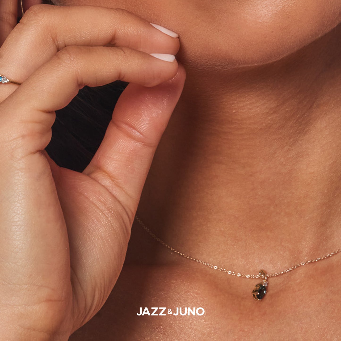 9K Solid Gold Blue Topaz Necklace