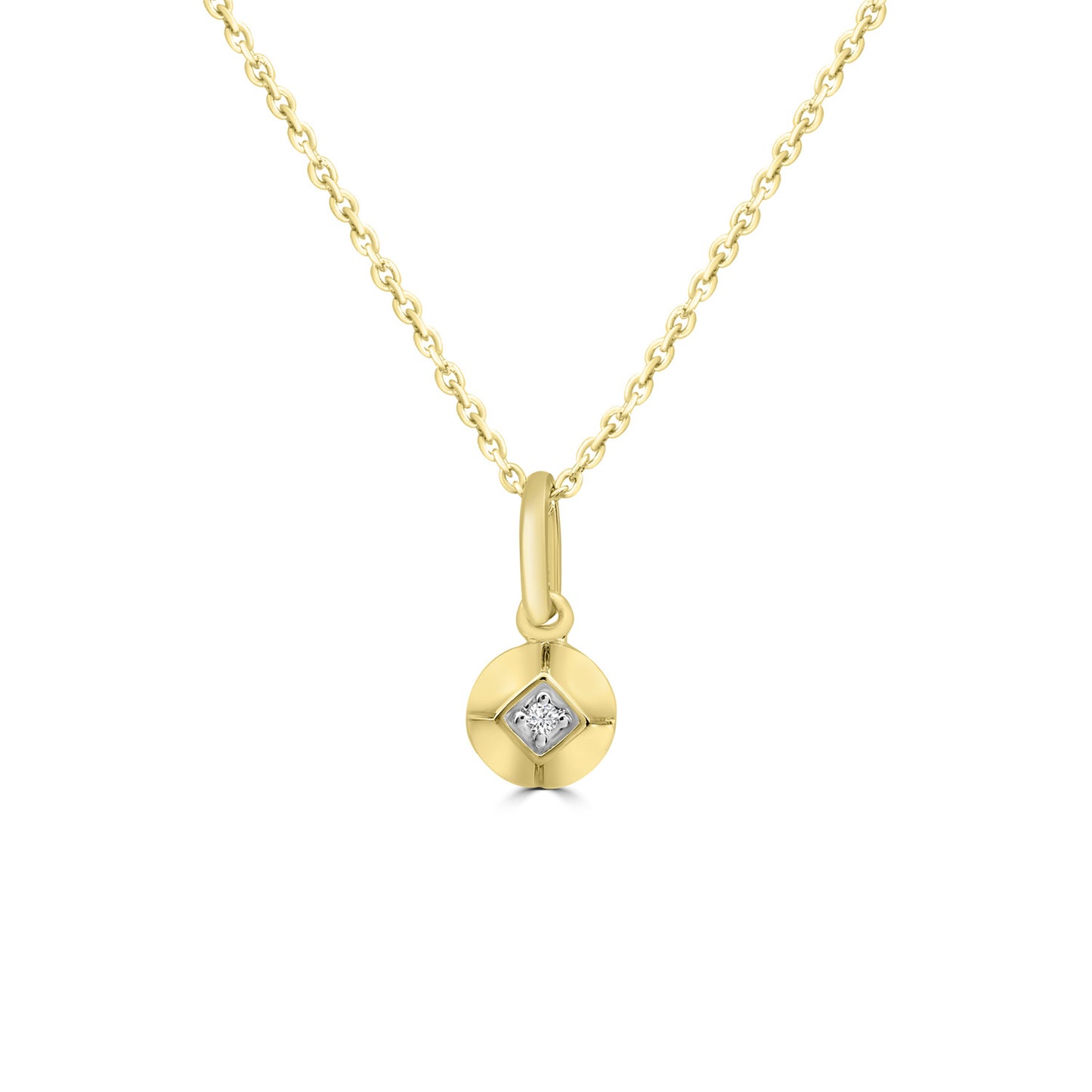 9K Solid Gold Diamond Disc Necklace