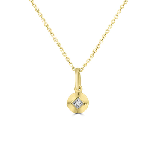 9K Solid Gold Diamond Disc Necklace