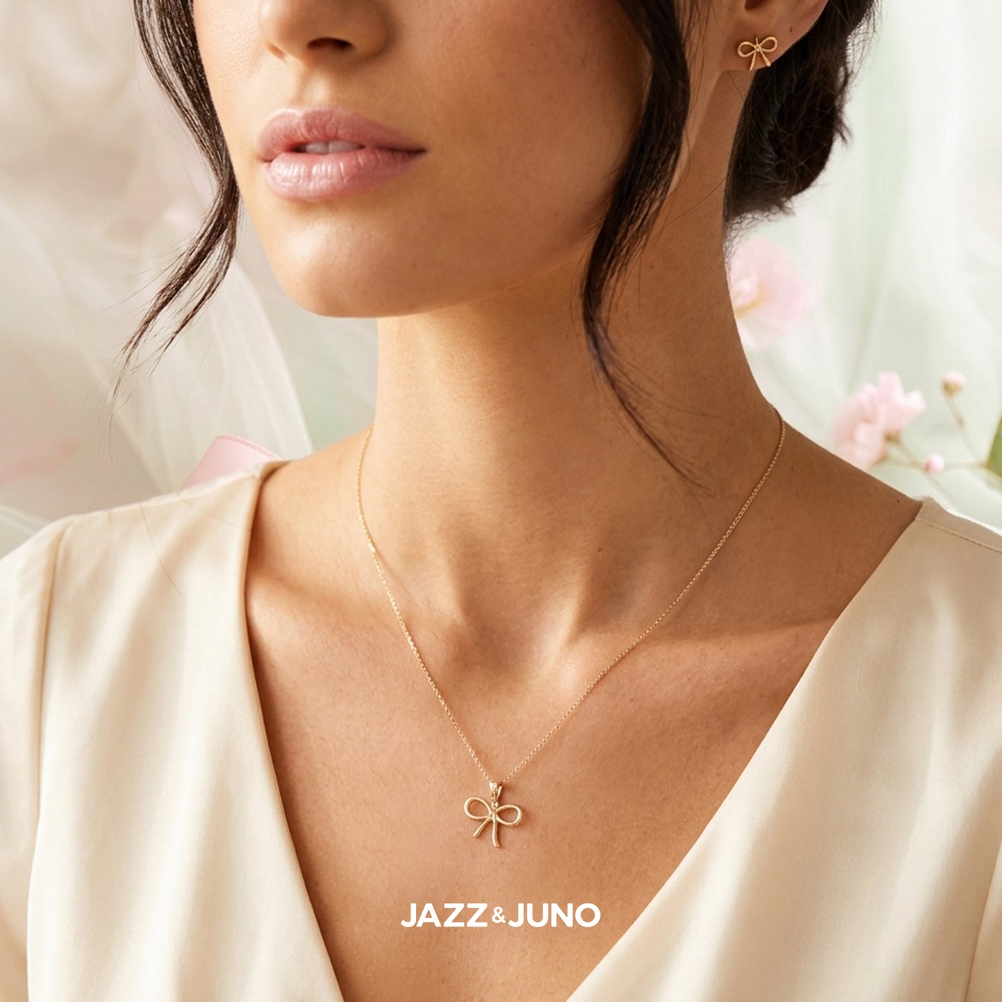 9K Solid Gold The Muse Bow Necklace