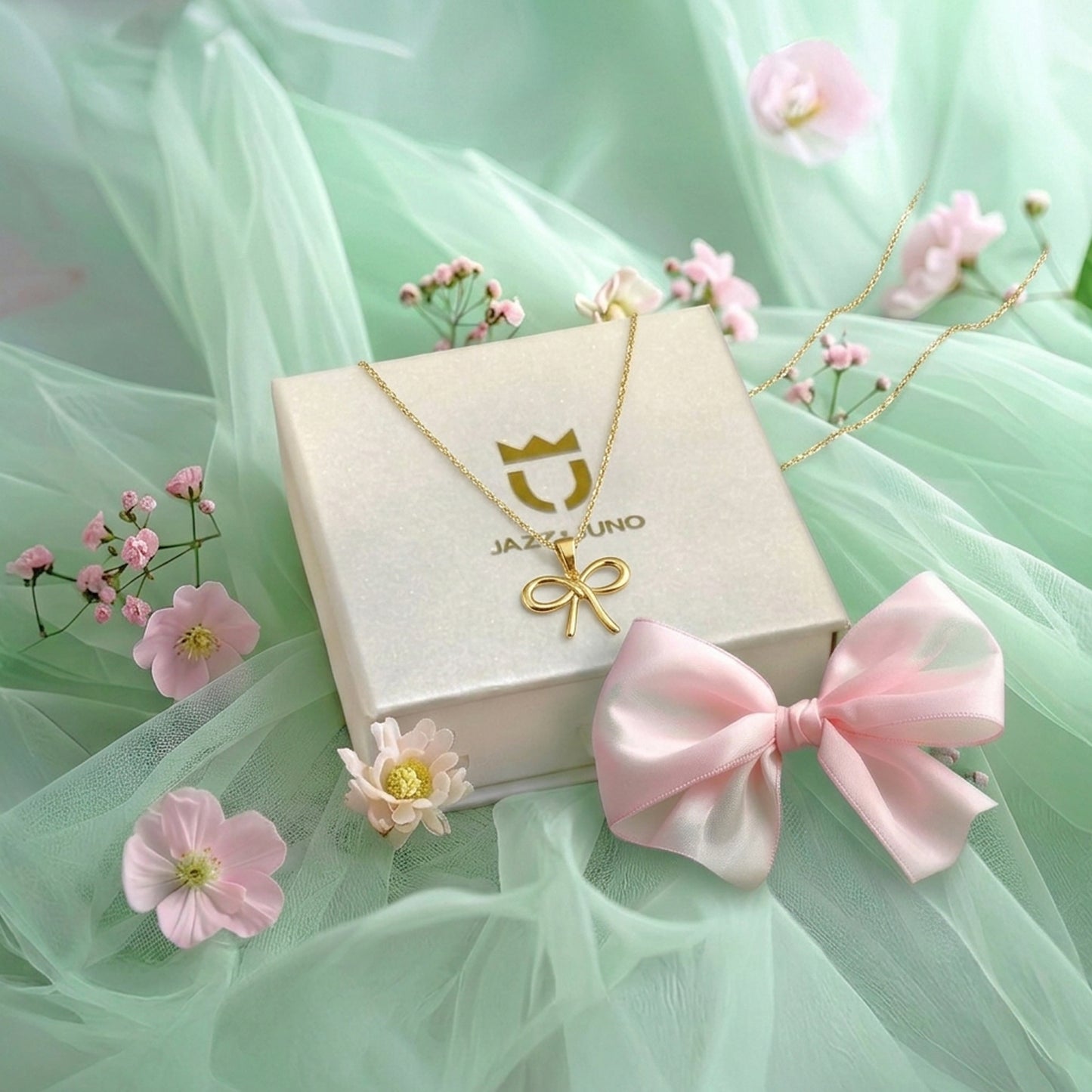9K Solid Gold The Muse Bow Necklace