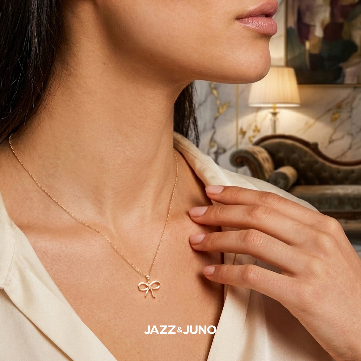 9K Solid Gold The Muse Bow Necklace