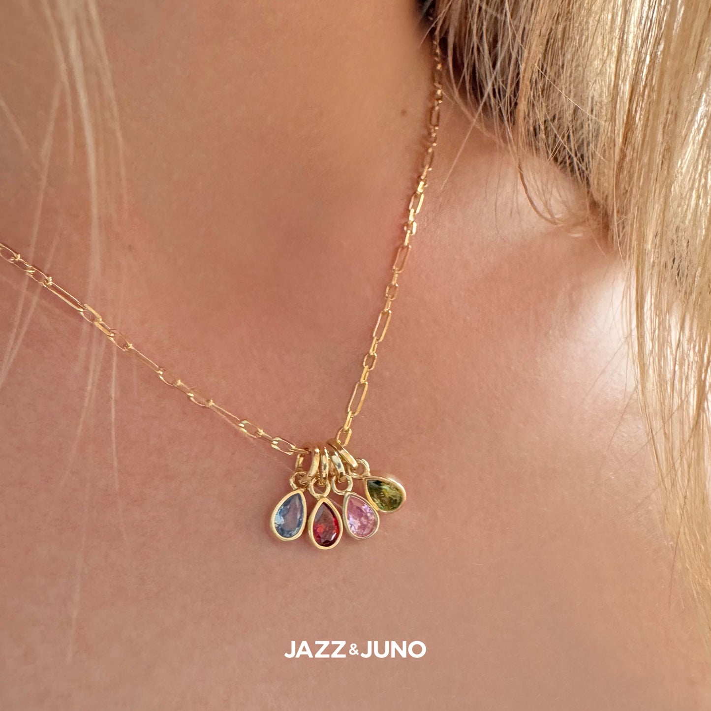 18K gold-filled Sweet Teardrop Birthstone Charms