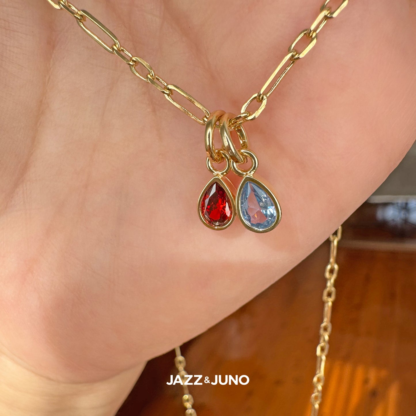 18K gold-filled Sweet Teardrop Birthstone Charms