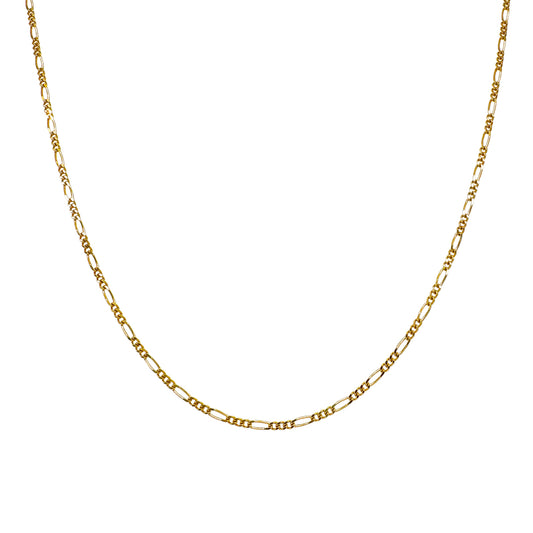 9K Solid Gold Figaro Necklace