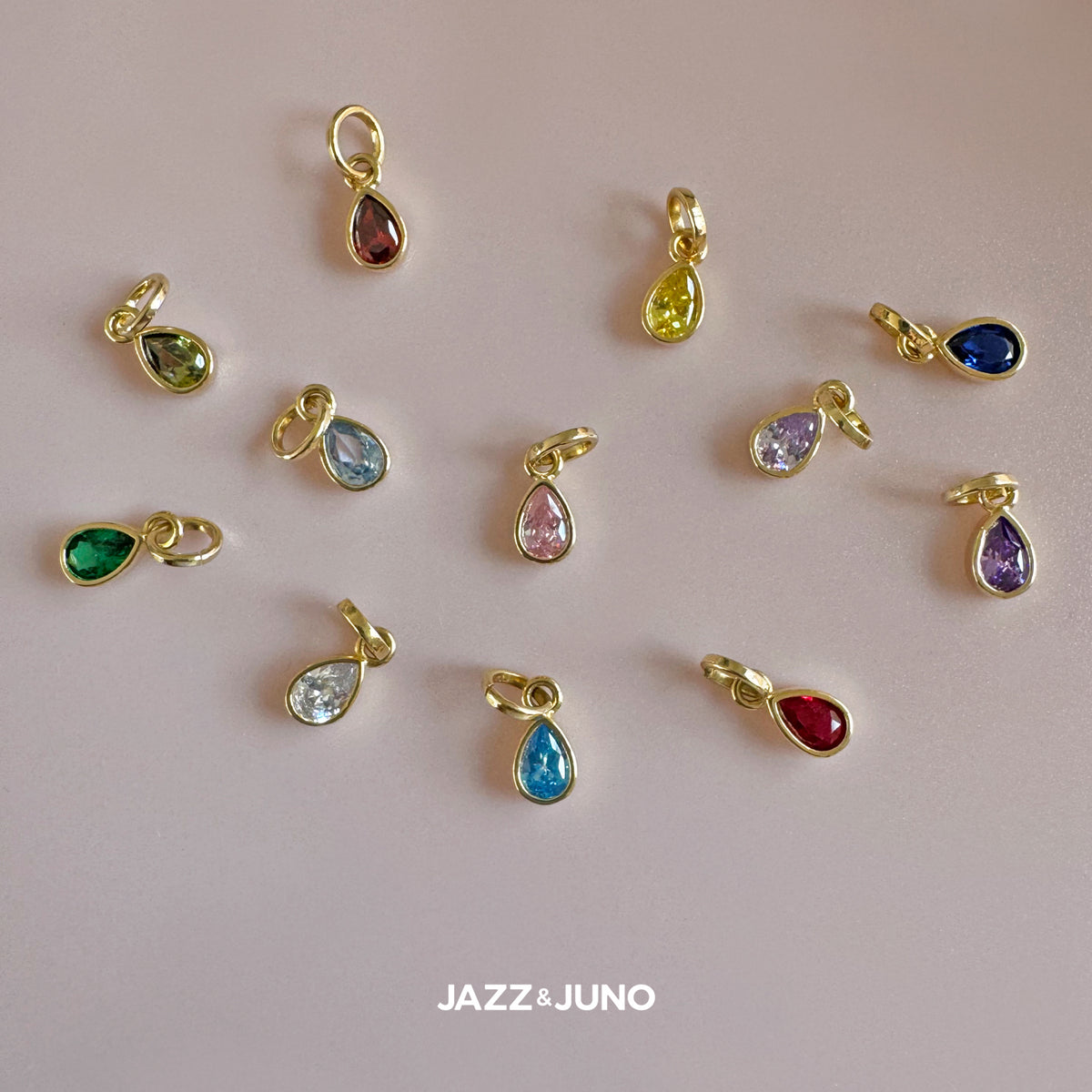 18K gold-filled Sweet Teardrop Birthstone Charms