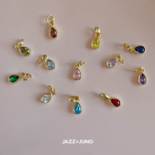18K gold-filled Sweet Teardrop Birthstone Charms